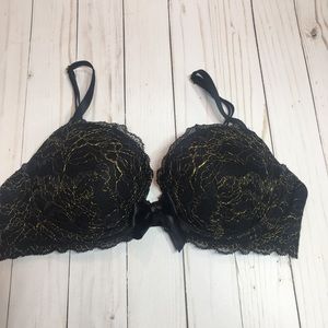 Aerie Black Gold Detail Plunge 34C Bra